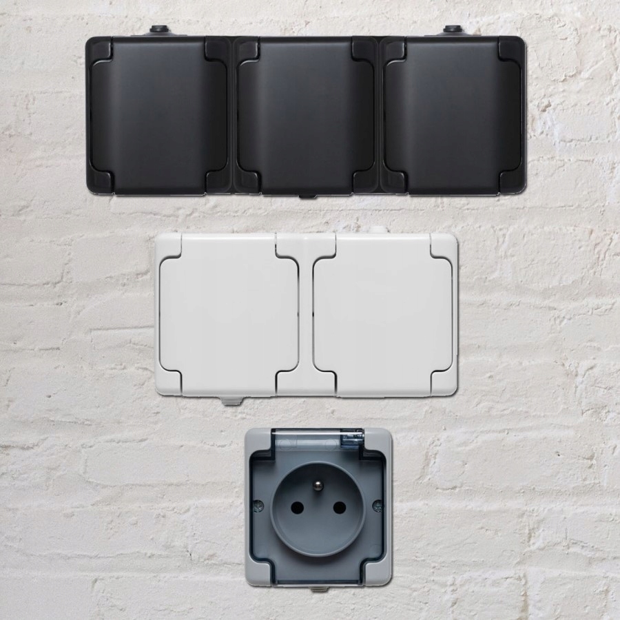 Gniazdo pojedyncze hermetyczne czarne BRYZA IP54 Kolor czarny