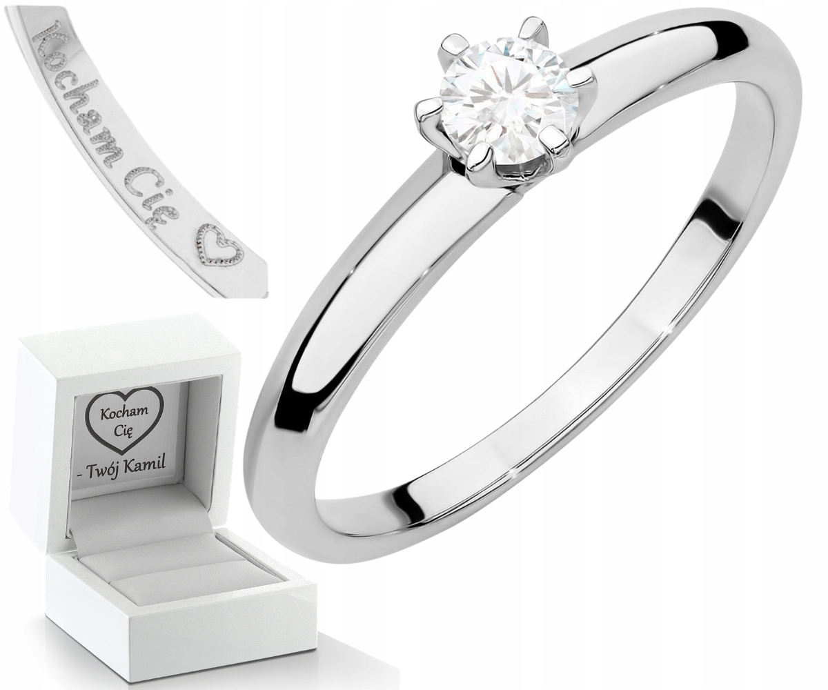Bílé Zlato Prstýnek S Briliantem Klasický Zlato 585 Dárek Gravírování