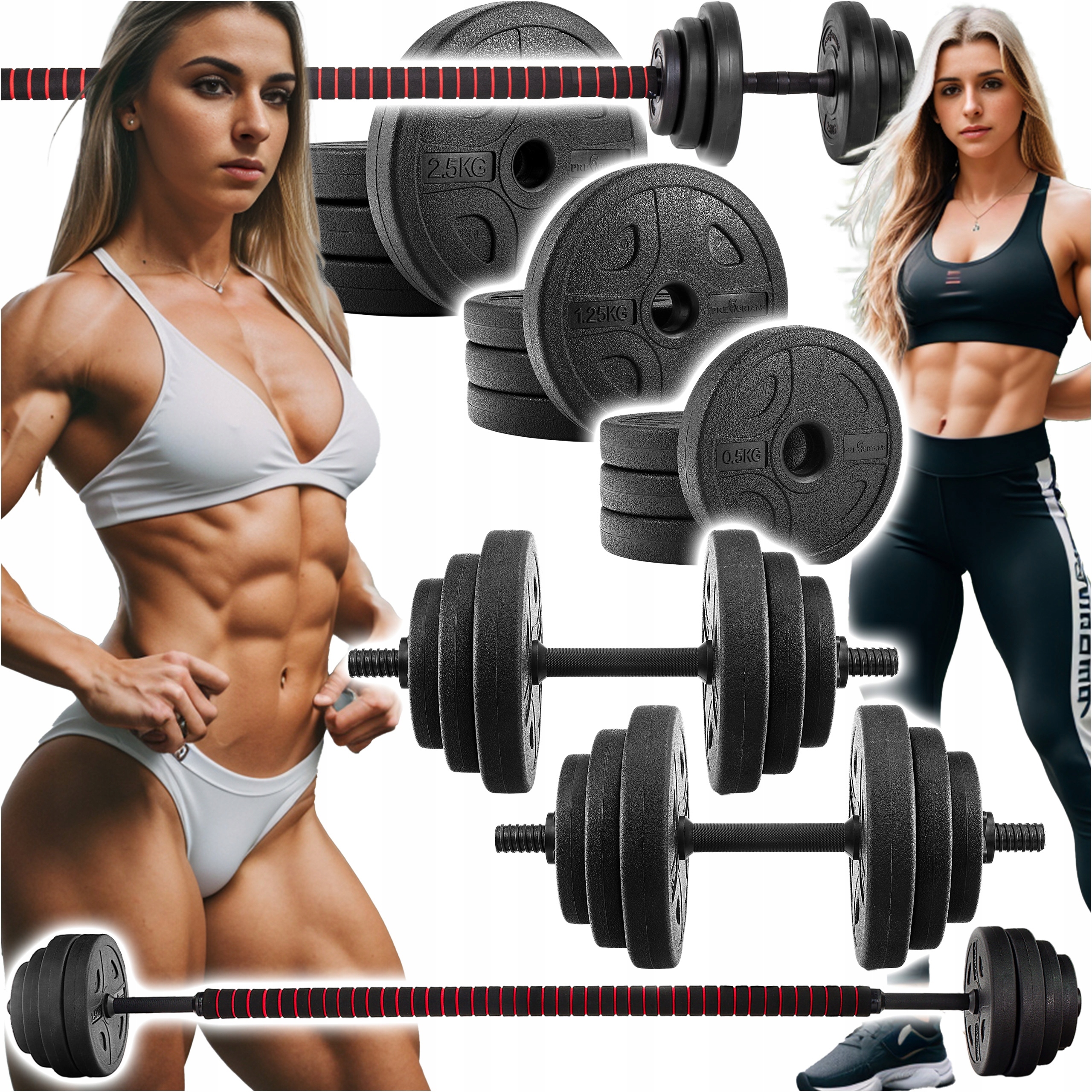 ZESTAW 20KG SZTANGA SKRĘCANA 2W1 DO TRENINGU OBCIĄŻENIA GRYF HANTLE 2X10 EAN (GTIN) 5903657310568