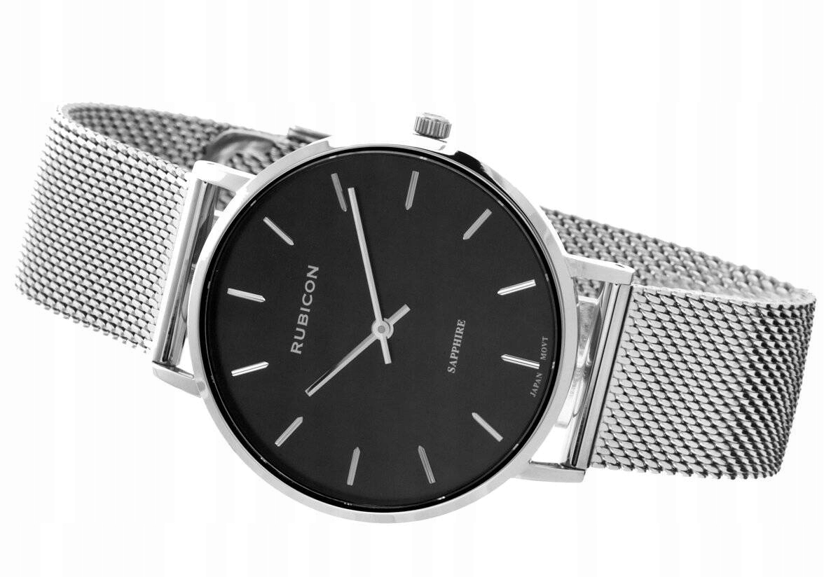 Elegantní Dámské Bižuterní Hodinky Rubicon RNBD76 Stříbrné Mesh Saphire