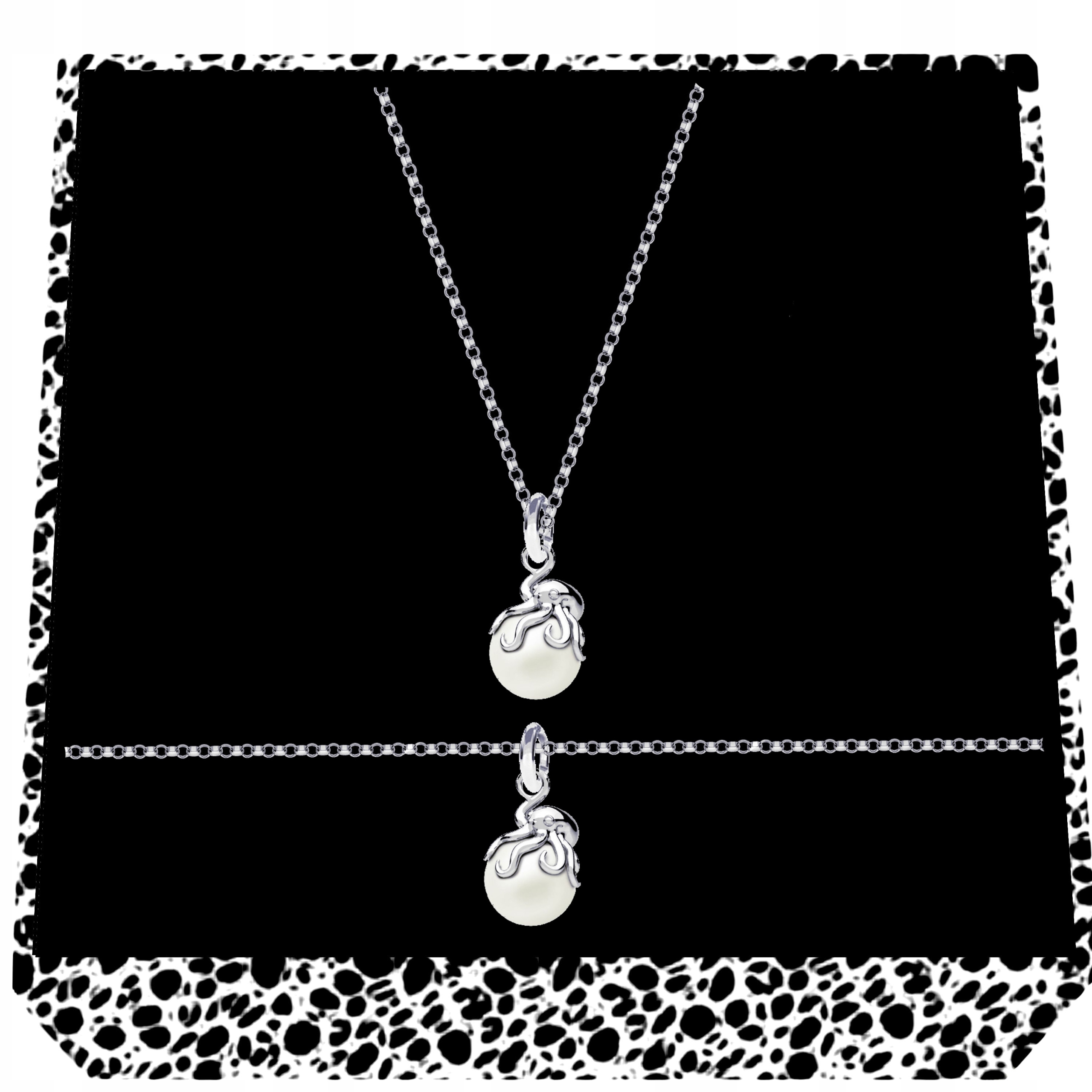 Chobotnice S Perlou Perly Ecru Stříbrný komplet rolo stříbro 925