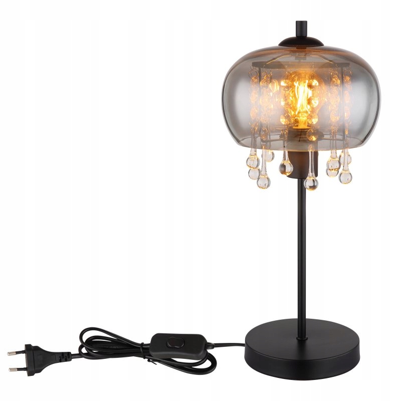 Elegancka dymiona lampa stołowa z kryształkami CORRY 15839T Globo Długość/wysokość 450 cm