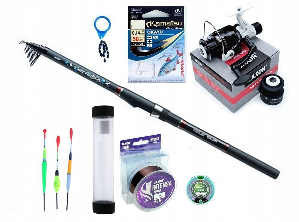 Zestaw wędkarski Jaxon Wędka 3,3 Kołowrotek Żyłka spławikowy