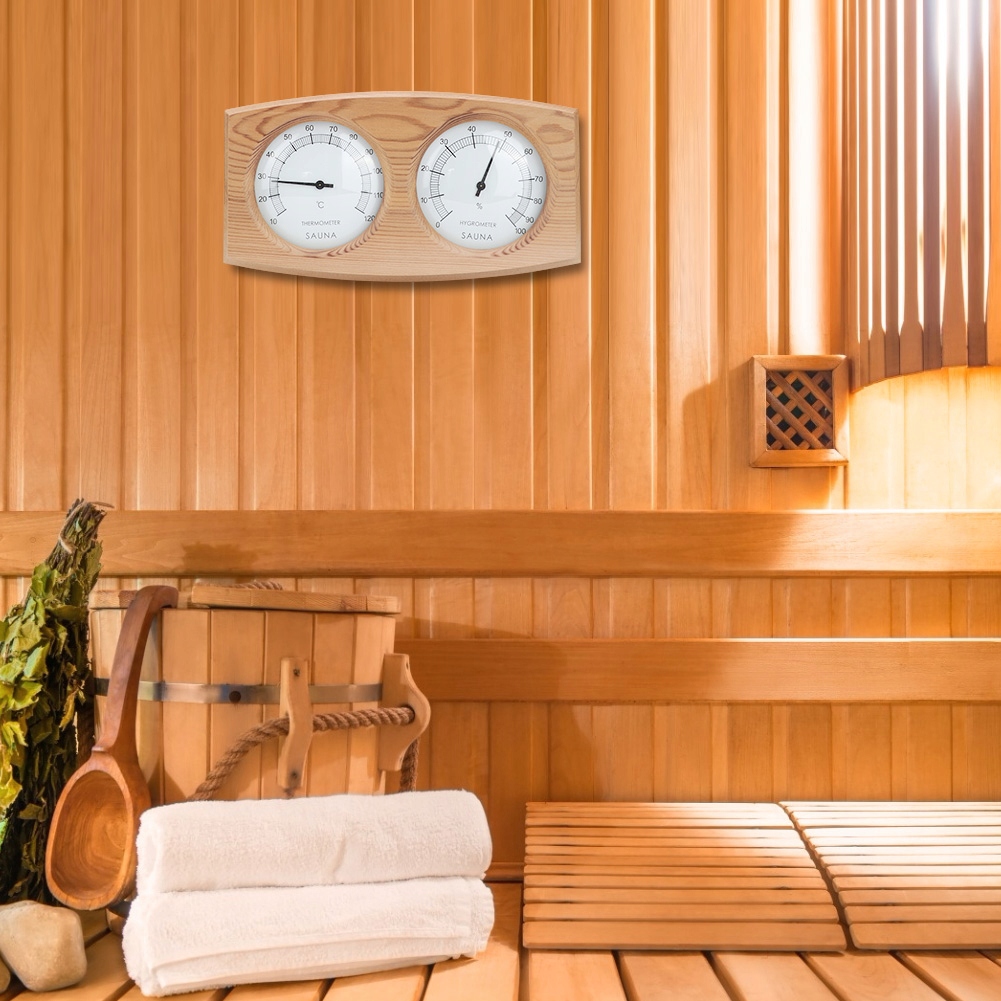 2 v 1 dřevěný termovlhkoměr teploměr vlhkoměr sauna akcesoria pro Mo
