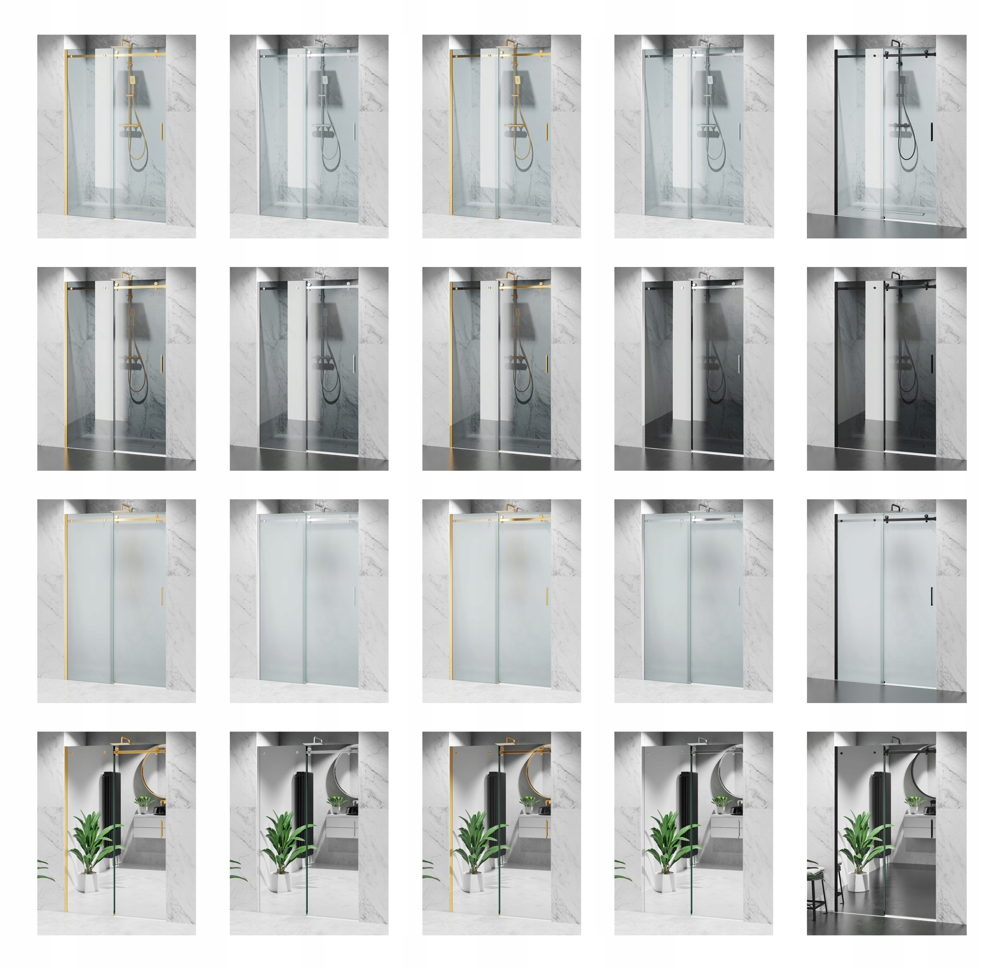 Drzwi Prysznicowe Przesuwne 8mm D20 Połysk 155cm Wykończenie szkła przezroczyste