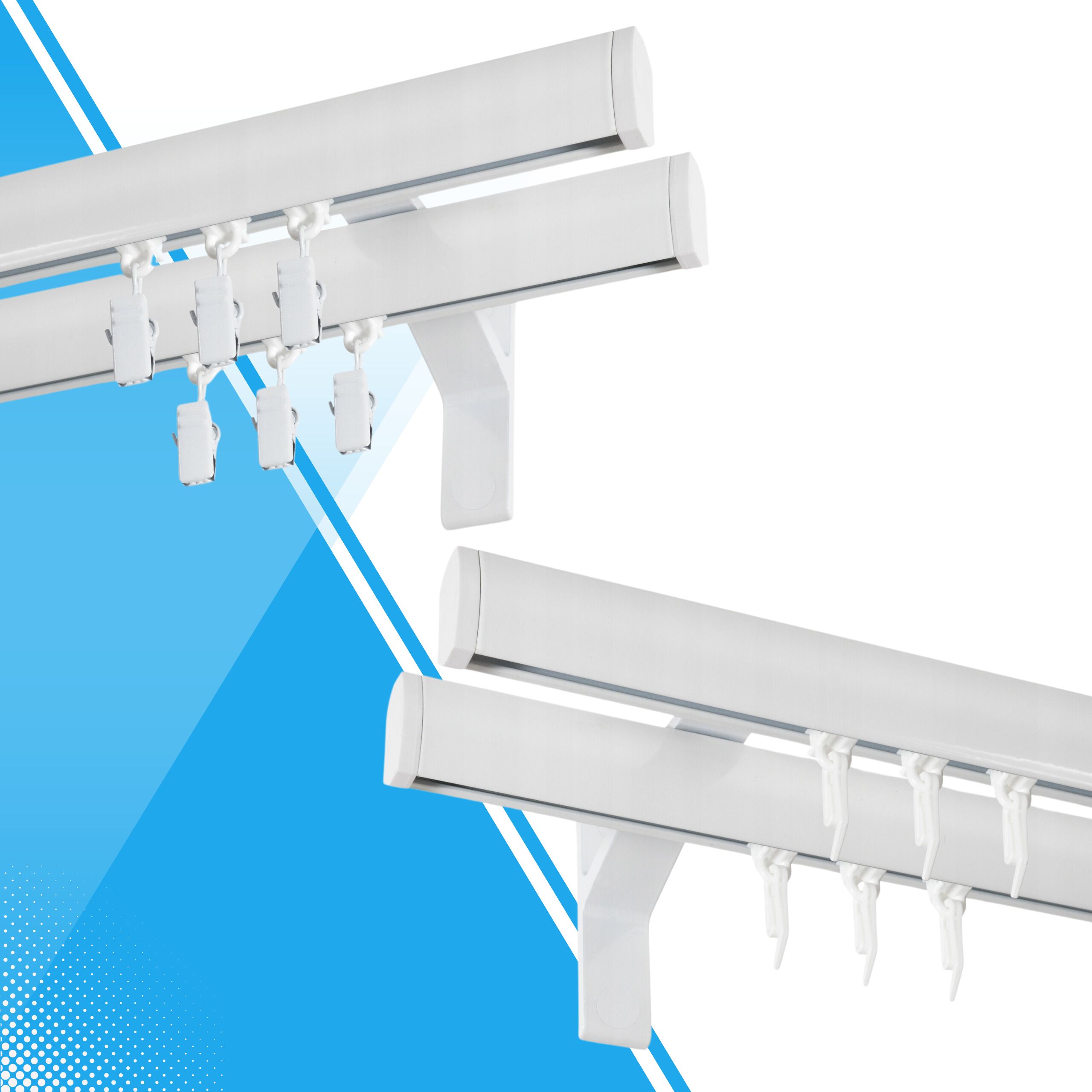 KARNISZ APARTAMENTOWY PODWÓJNY 140cm SZYNA SUFITOWA ALUMINIOWA KOWALSKI Kolor biały czarny srebrny