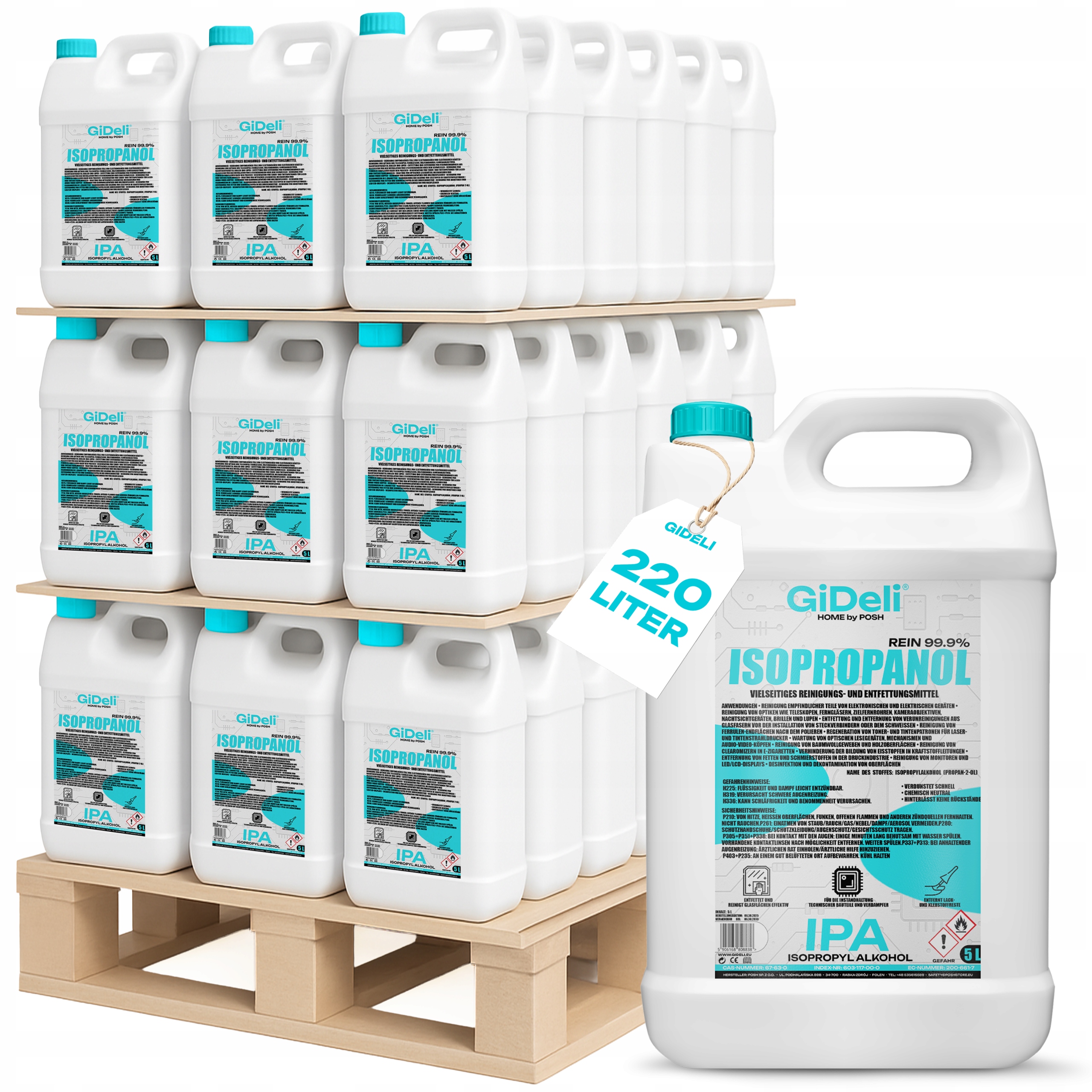 Isopropylalkohol GiDeli Ipa Isopropanol 44x 5L 99,9%