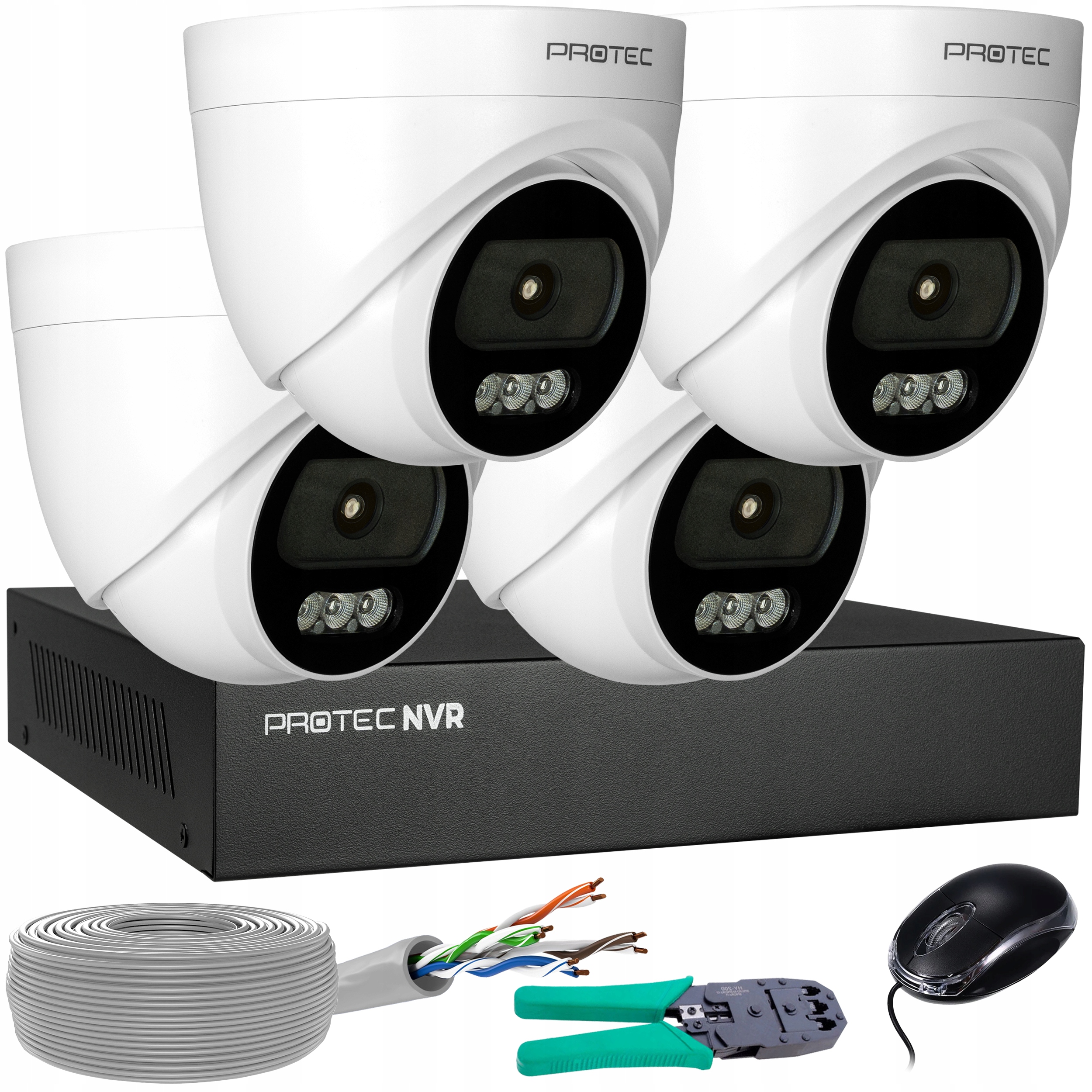 Monitorování 4 Ip kamery 4MPX 2K Poe Kopulový vnitřní mikrofon bez hdd