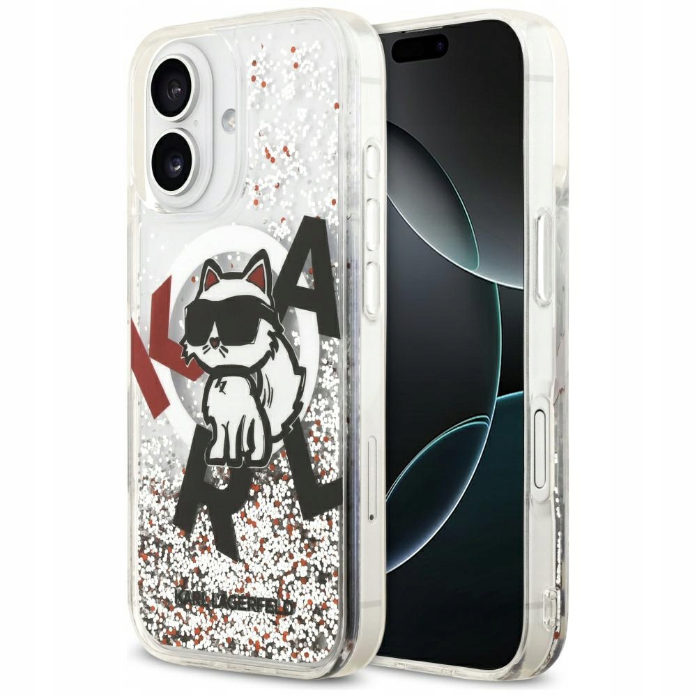 Etui Karl Lagerfeld Liquid Glitter Choupette Logo MagSafe do iPhone 1