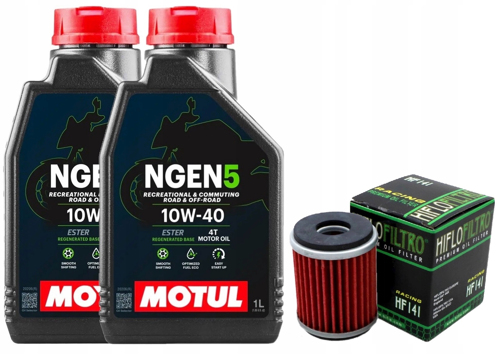 Olej Motul NGEN5 10W40 2L Filtr HF141, Yamaha YZ450F, 03-08r.
