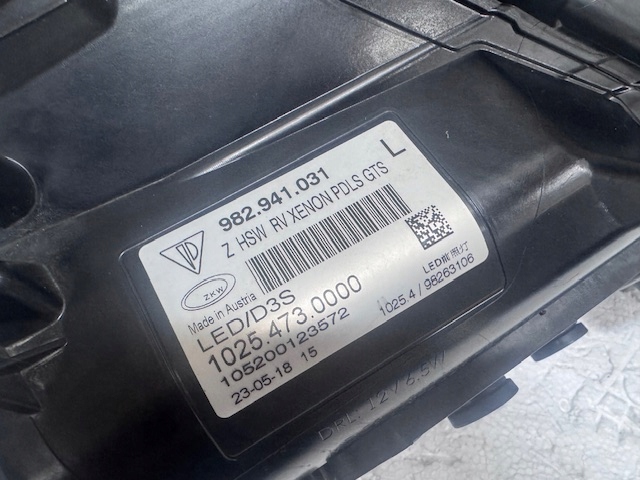 light left Porsche Cayman 982 Boxster GTS Bi Xenon Led positioning