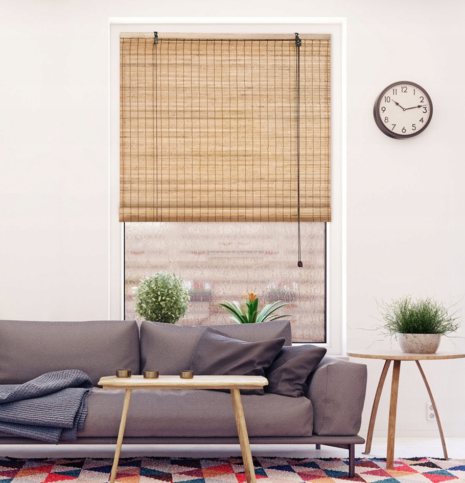 ROLETA BAMBUSOWA ŻALUZJA WEWNĘTRZNA PÓŁZACIEMNIAJĄCA NATURALNY 150x220 cm Szerokość produktu 150 cm