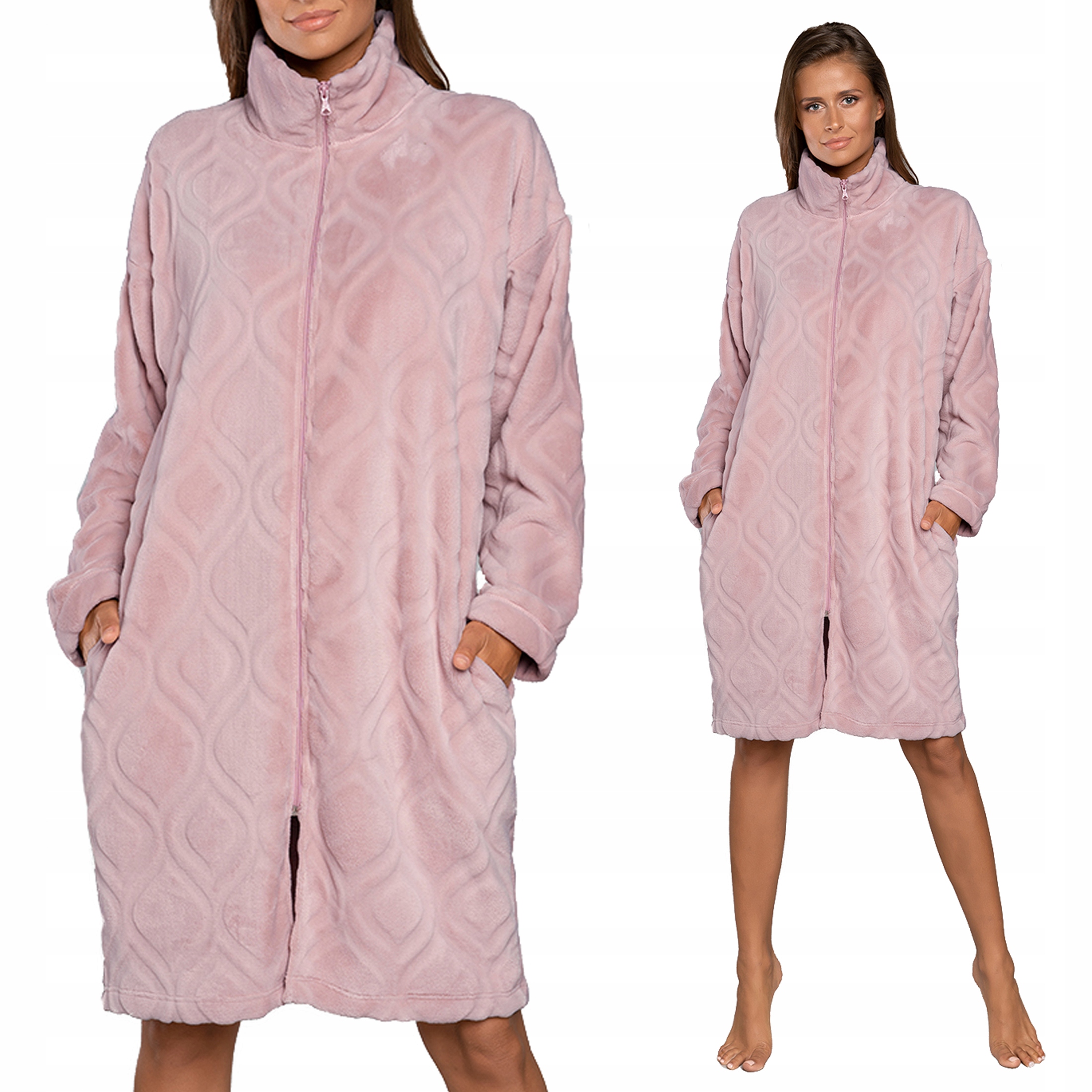 

'arena' Ciepły Szlafrok Damski_ Suwak_ Różowy_ XXL