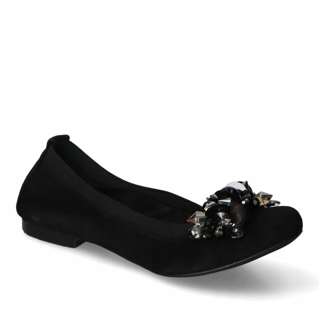 Dámské baleríny Tuomo Černé Semišové s ozdobou 37