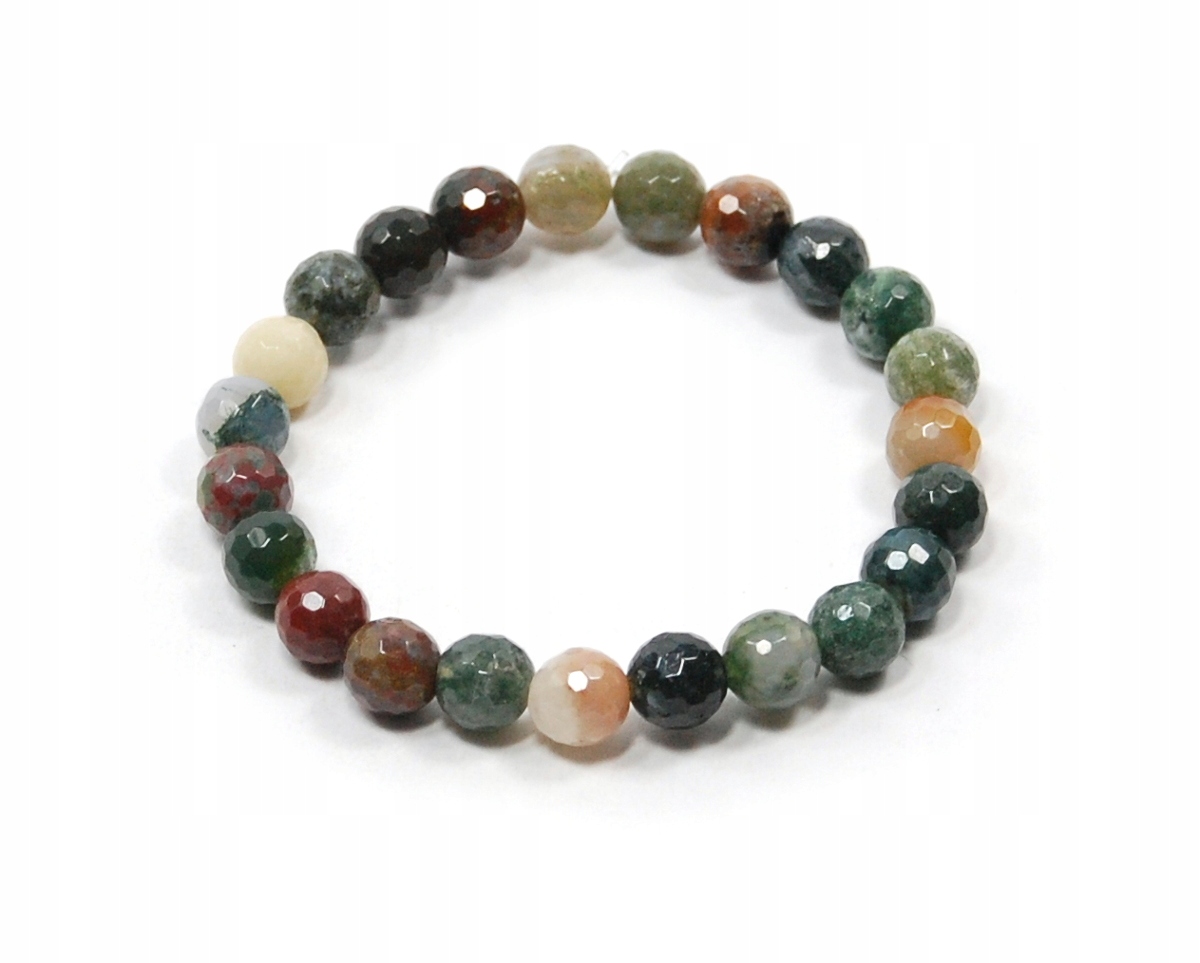 

Bransoletka naturalny Agat Mszysty kulki 8mm faset