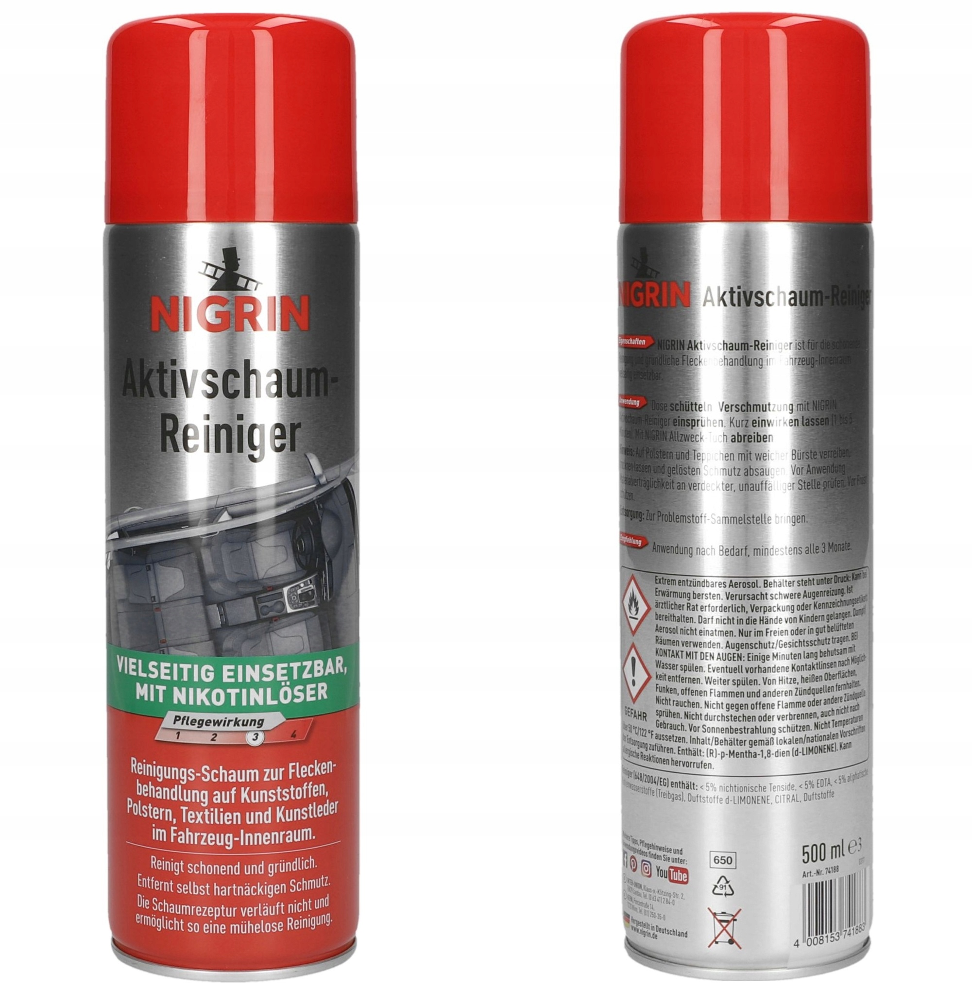 Nigrin Aktywna Piana do Czyszczenia Tapicerki Plastików Tekstyliów 500 ml