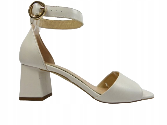 Ecri perla sandály elegantní, stabilní na svatba, kožené, zapínací, Sala 38