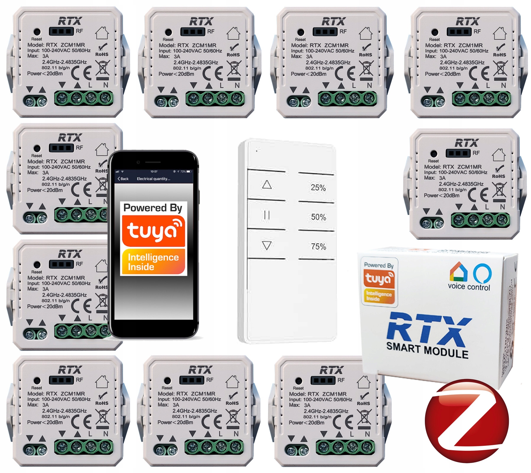 10 x Roletový ovládač Tuya Zigbee Pilot Rfrcm Zadarmo
