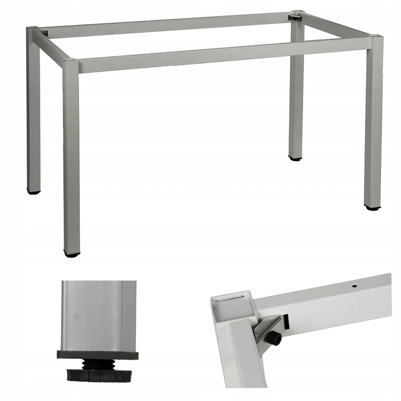 Stelaż Ramowy Stołu 196X76 CM, Noga Kwadratowa, Kolor Alu