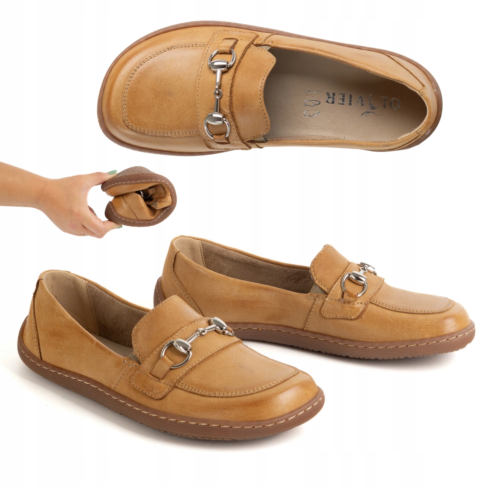 Barefoot mokasyny damskie skórzane brązowe 1288AR elastyczne zdrowe buty 38