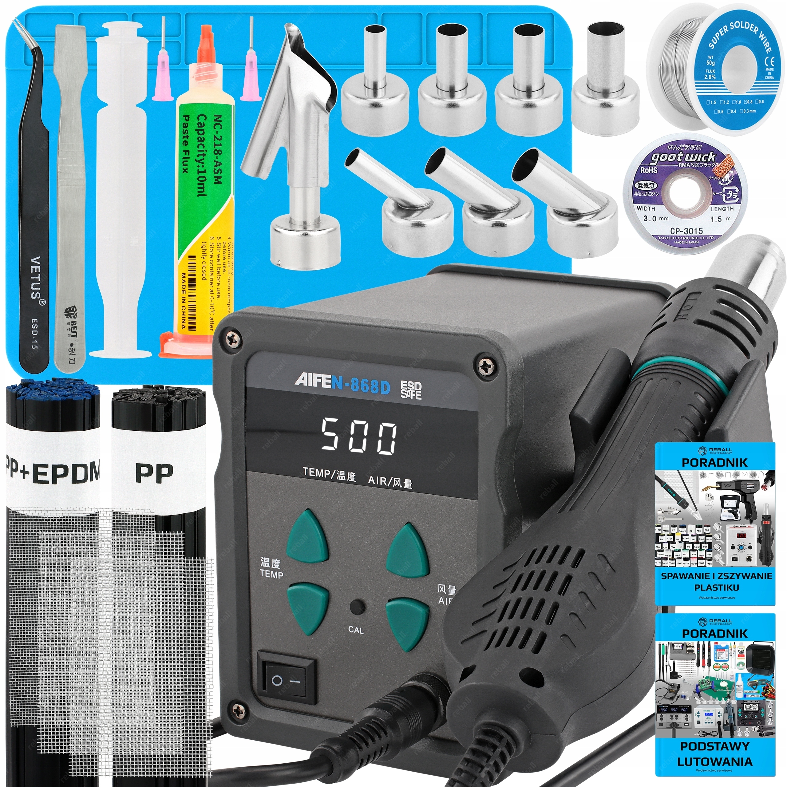 Set Pájecí Stanice Hot Air Svařovací Plast Aifen 868D 500C XLv3