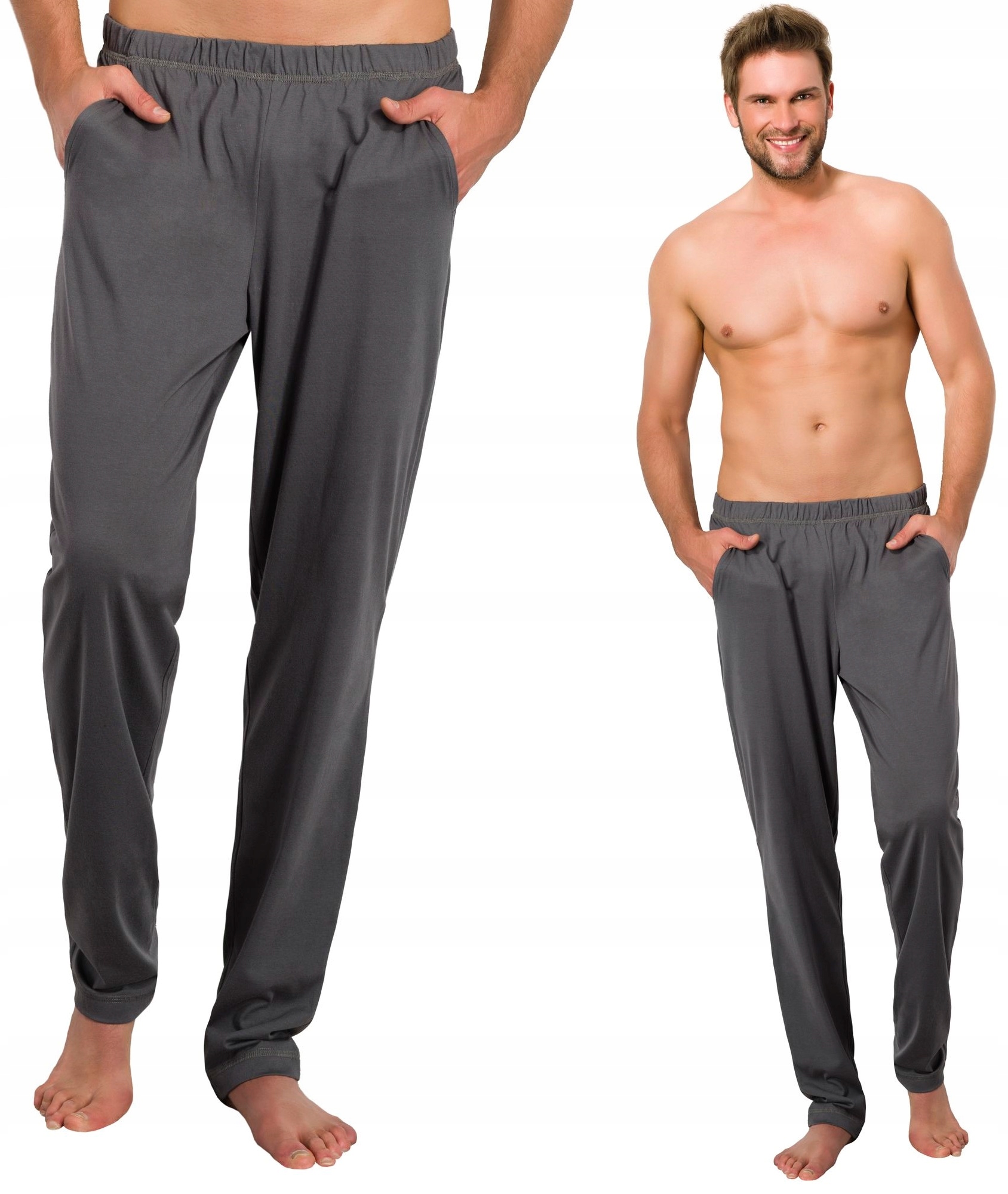 PIŻAMA BAWEŁNIANE DŁUGIE SPODNIE DO SPANIA KIESZENIE