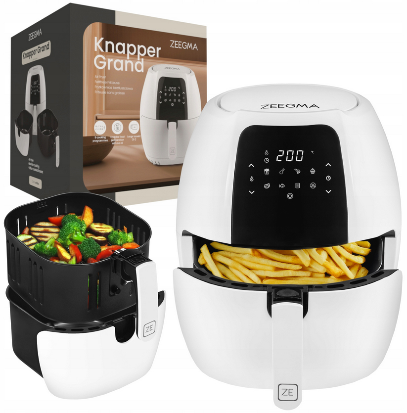 Duża Frytkownica Beztłuszczowa Air Fryer 7,7L Frytownica Mocna 1800W