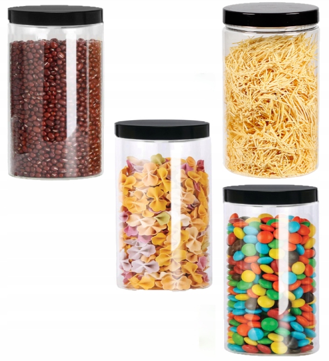 

Słoik Plastikowy 1250ML Pojemnik Na Żywność 4SZT