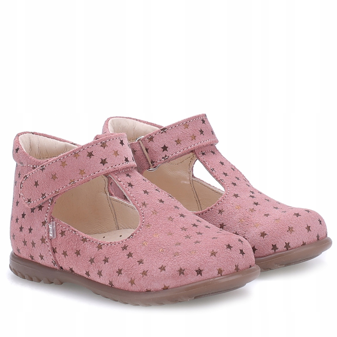EMEL ES 2409-7 BALERINKI PÓŁBUTY DZIECIĘCE RÓŻOWE W ZŁOTE GWIAZDKI R 23
