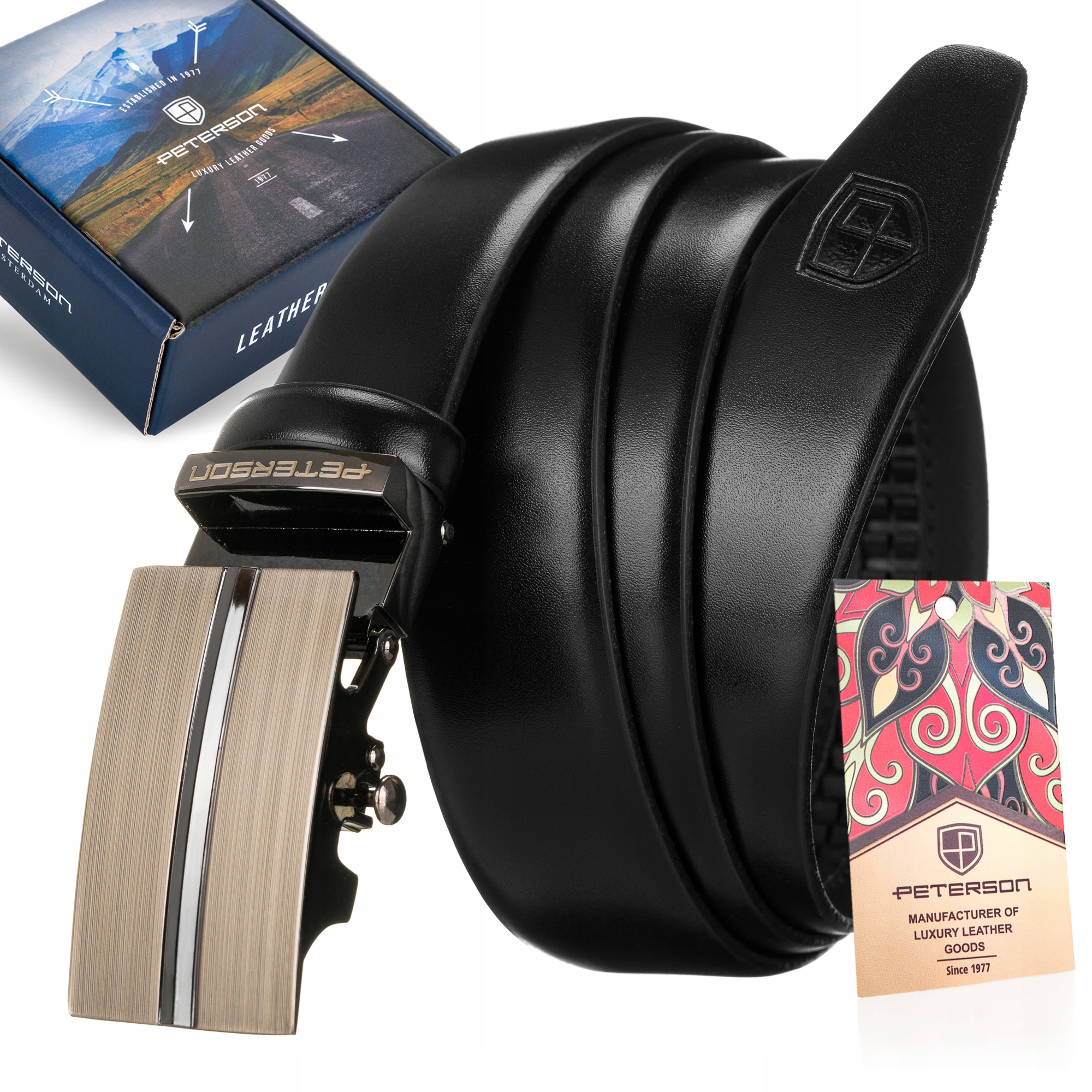 

Peterson elegancki pasek męski biznesowy skórzany