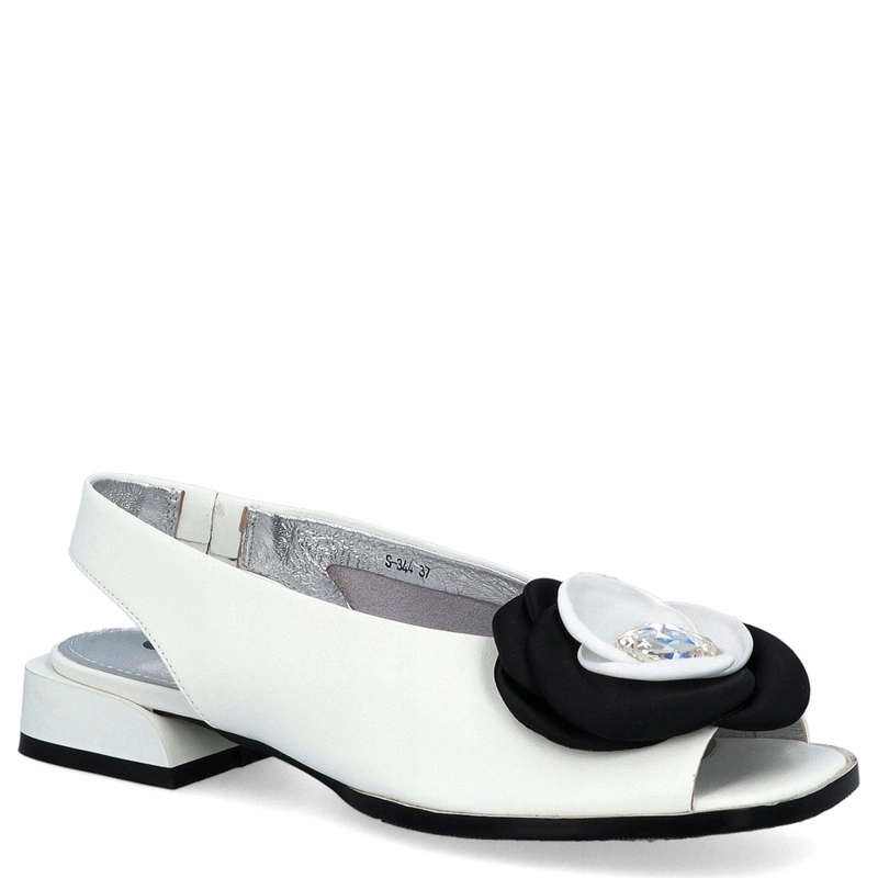 Kožené sandály s ozdobou Scaviola S-344 Bílé 37