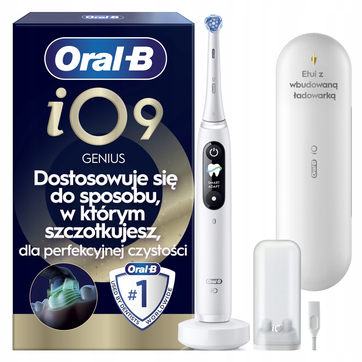 Oral-B iO9 Szczoteczka Elektryczna Biała, Etui z Funkcją Ładowania
