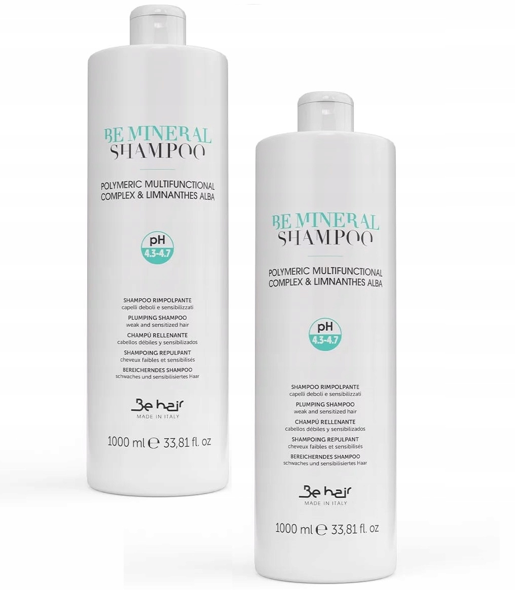 2 x Internsyvně Hydratační Šampon Be Hair Be Mineral 1000 ml Suché Vlasy