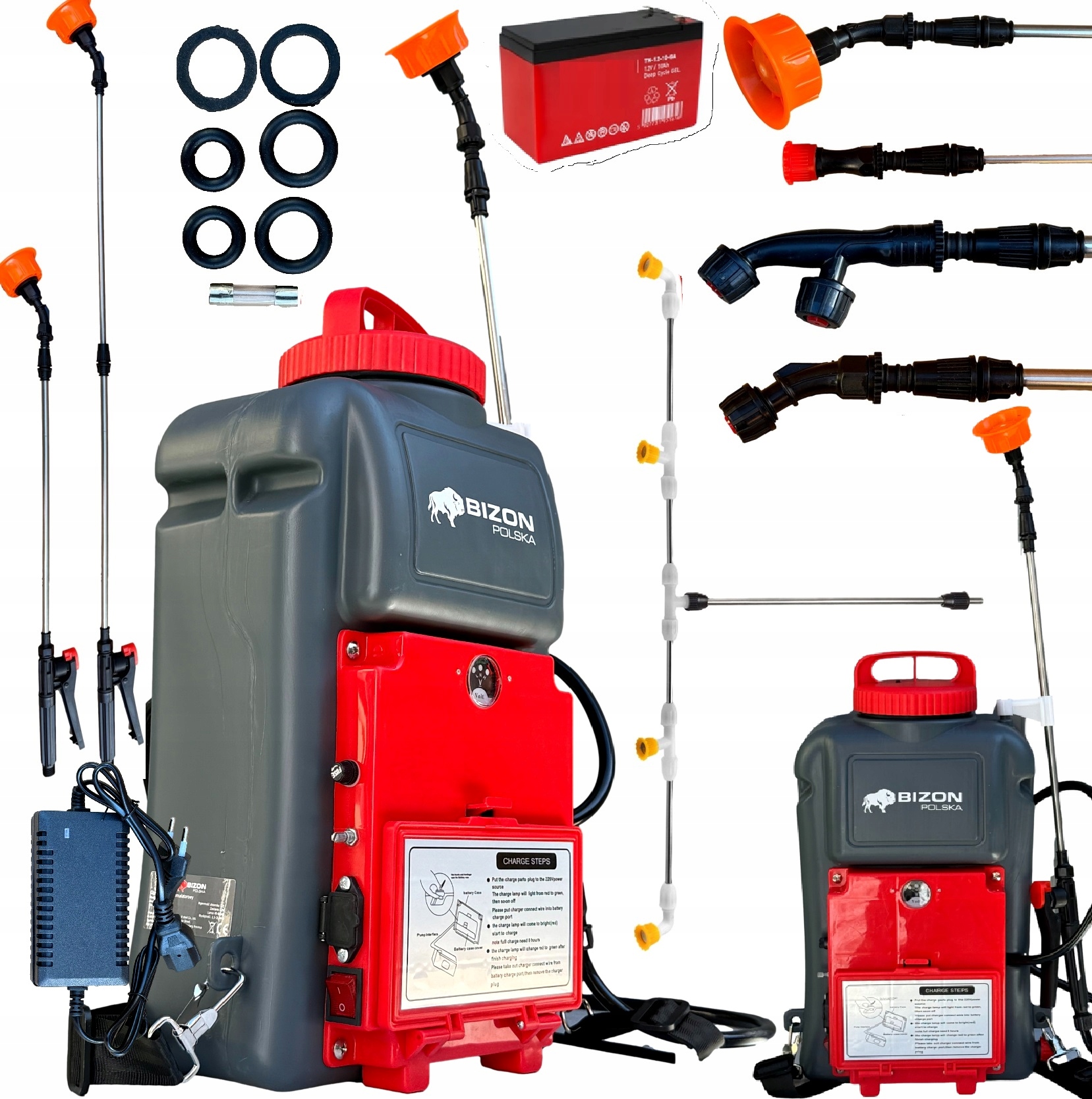 Opryskiwacz Akumulatorowy Elektryczny Plecakowy Ogrodowy 12L Zestaw Dysz XL