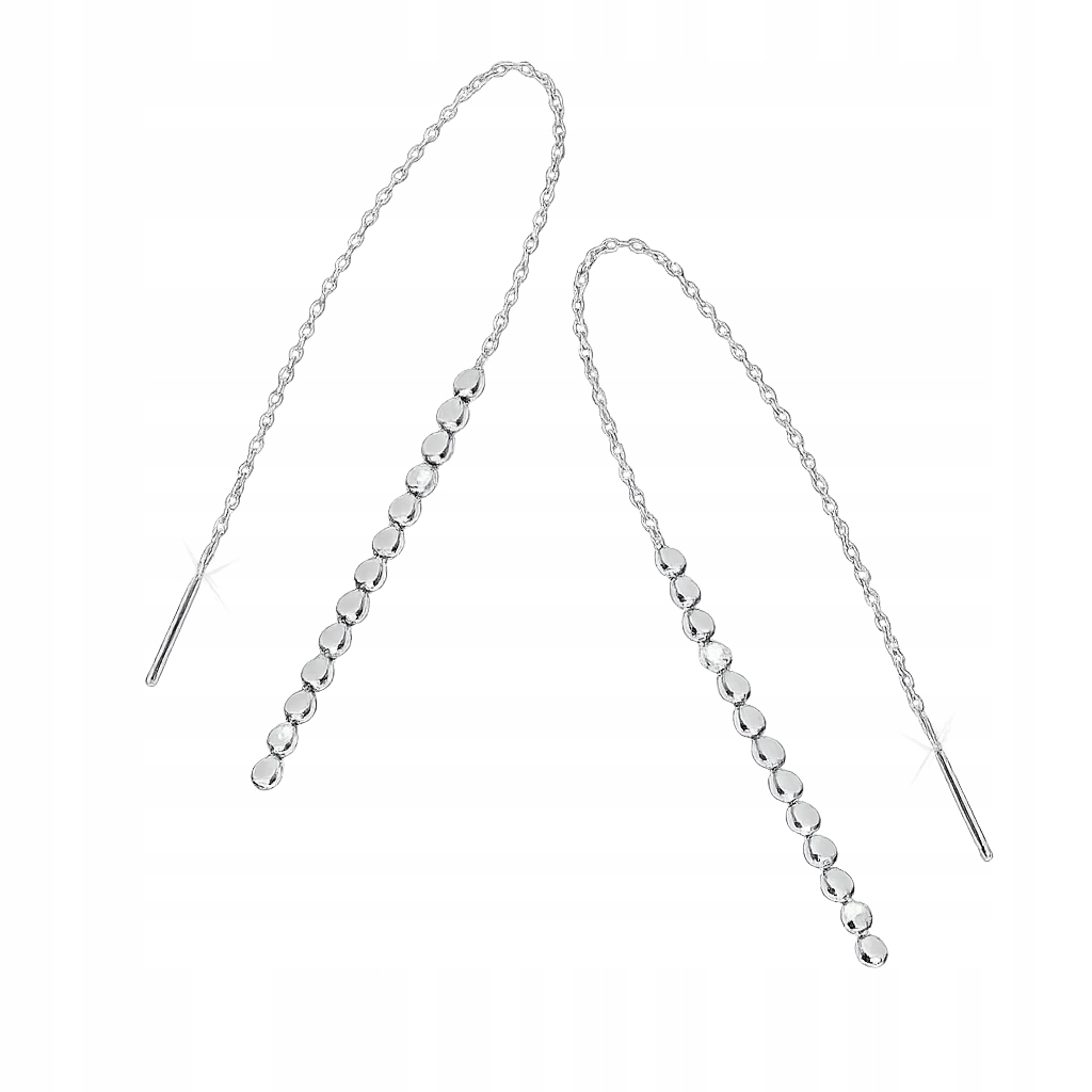 Długie Srebrne Kolczyki Wiszące Przeciągane 925