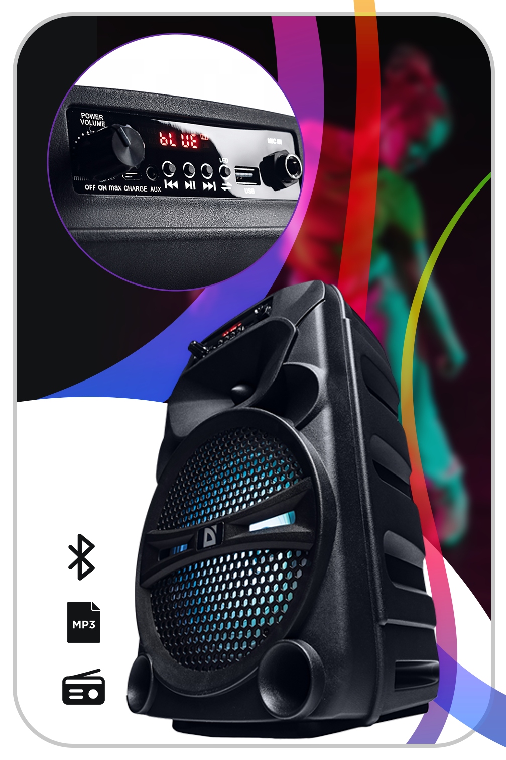 KOLUMNA 1000W GŁOŚNIK BEZPRZEWODOWY BOOMBOX MOBILNY SYSTEM NAGŁOŚNIENIOWY Marka PartyTech