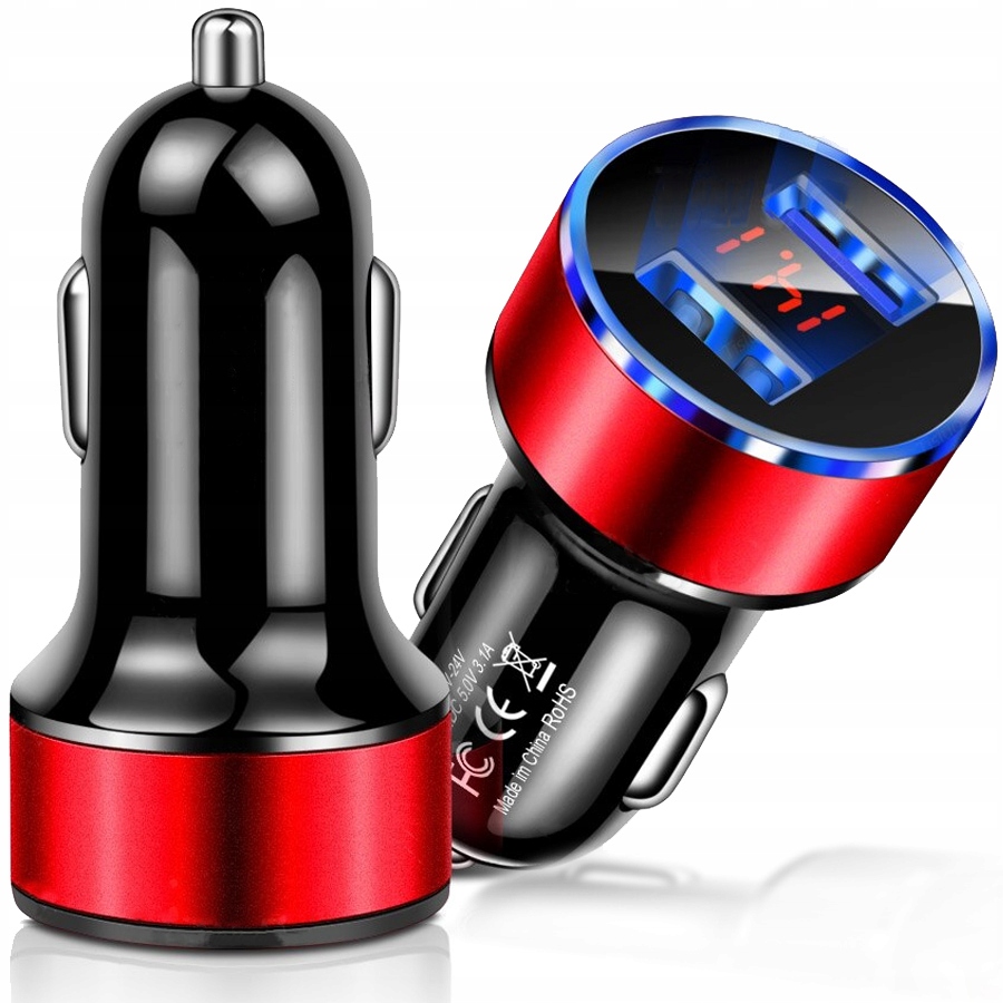 ŁADOWARKA SAMOCHODOWA DO AUTA MOCNA SZYBKIE ŁADOWANIE WYŚWIETLACZ LED QC