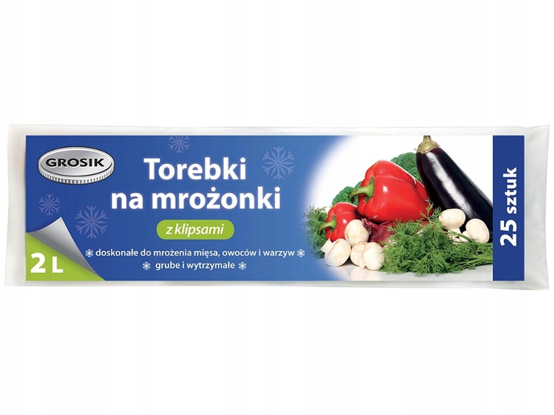 

Grosik Torebki Na Mrożonki 2L Z Klipsami 25 Sztuk