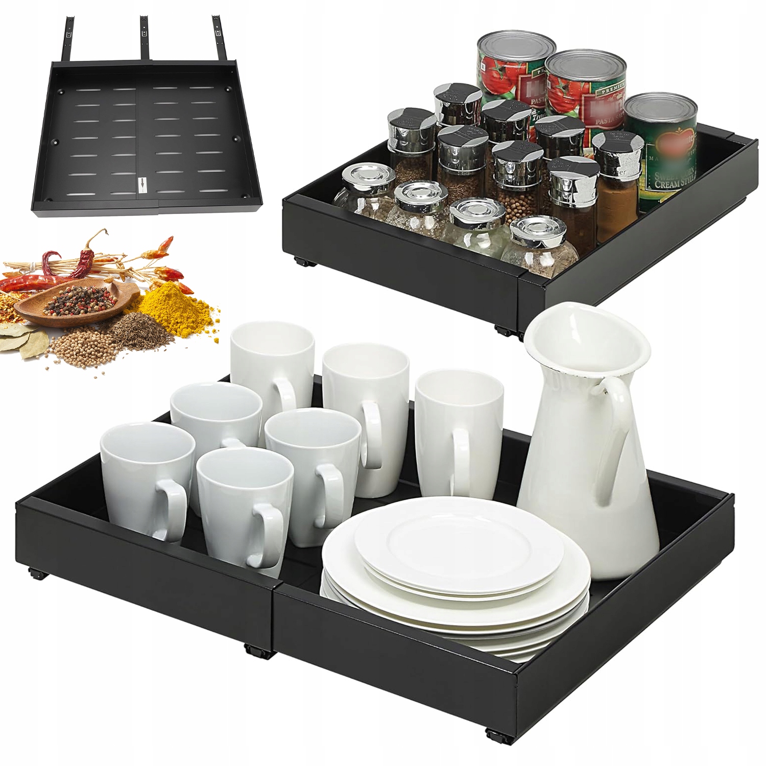 Skříňový Organizér Se Dvěma Výsuvnými Zásuvkami A Nastavitelnou Šířkou