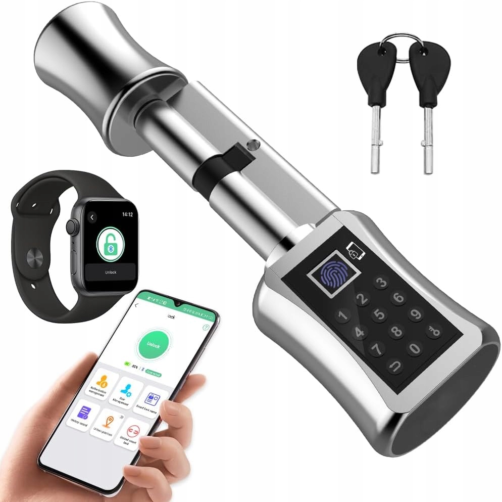 Zámek dveří na otisk prstu, Bubnová vložka 70 mm (35/35) s aplikací