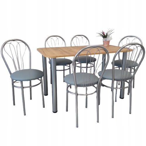 Zestaw stol 120/69 + 6 krzesla venus SREBRNE