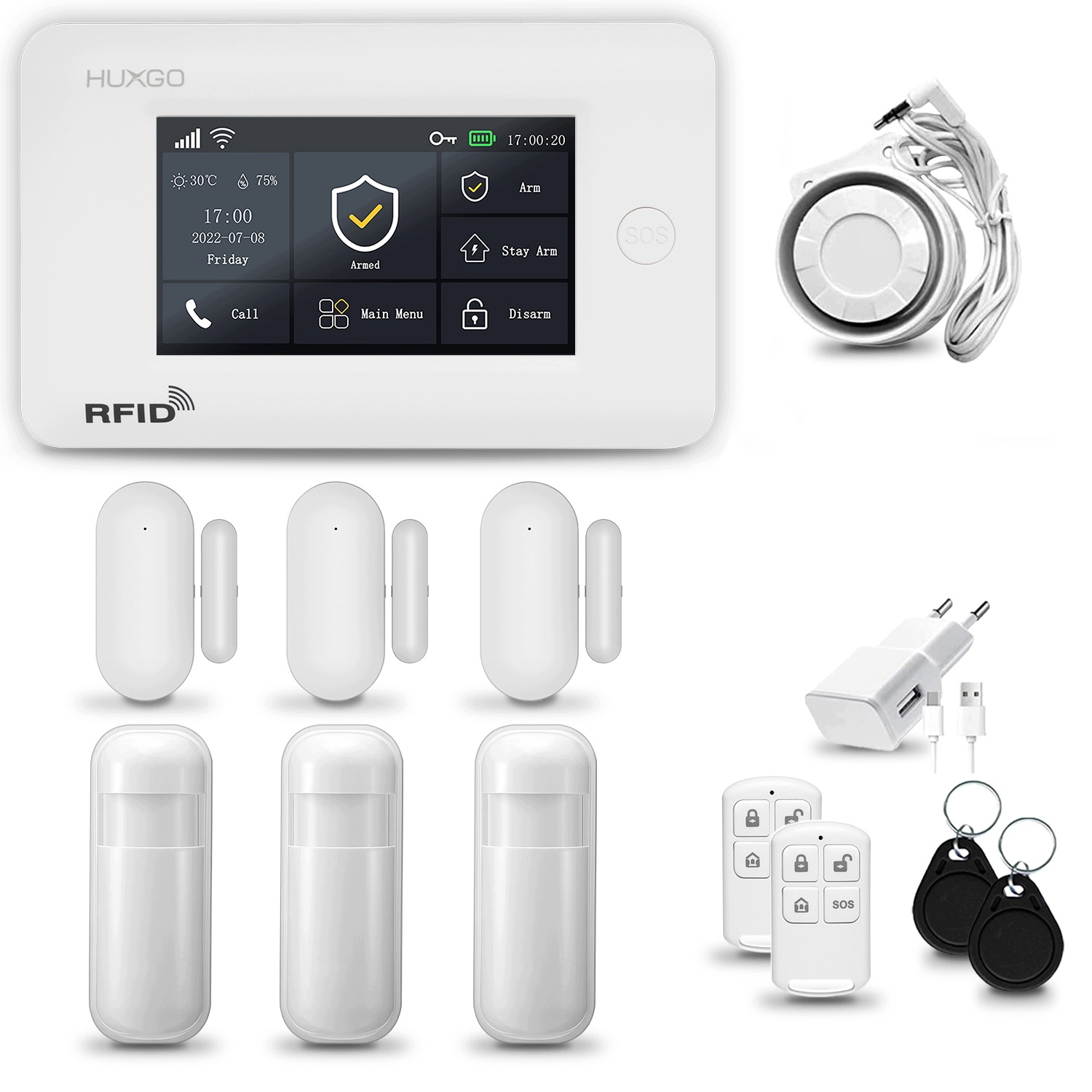 Bezdrôtový alarm WiFi+ Gsm 4G s aplikáciou Tuya, sada Huxgo HXA006 R3D3