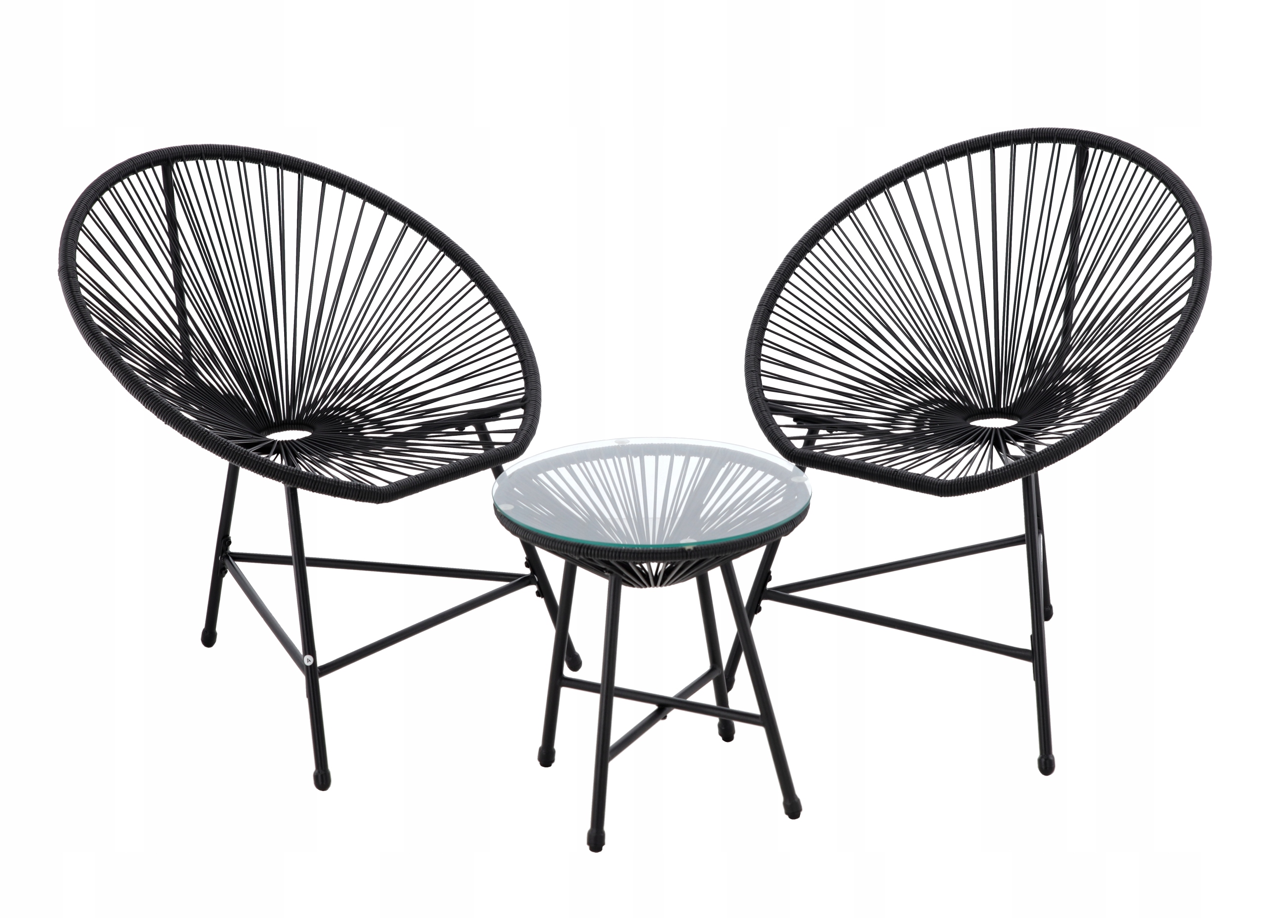 Sada záhradného nábytku kovová GardenLine čierna, 3 kusy