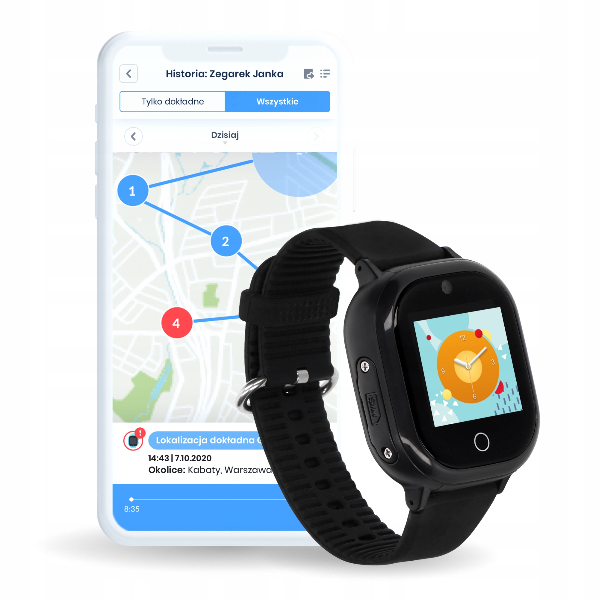 SMARTWATCH DLA CHŁOPCA GPS APLIKACJA PL WIFI Kolor czarny