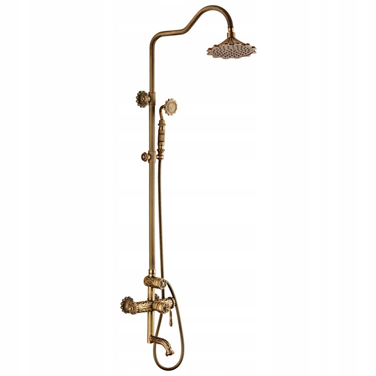 Starožitný Retro Sprchový Set S Brúseným Zlatým Výtokom