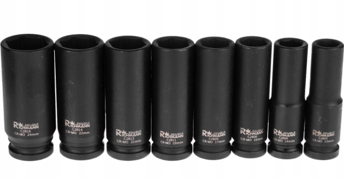 ZESTAW NASADEK UDAR. DŁUGICH 1/2'' 13-24 MM 8 ELEM