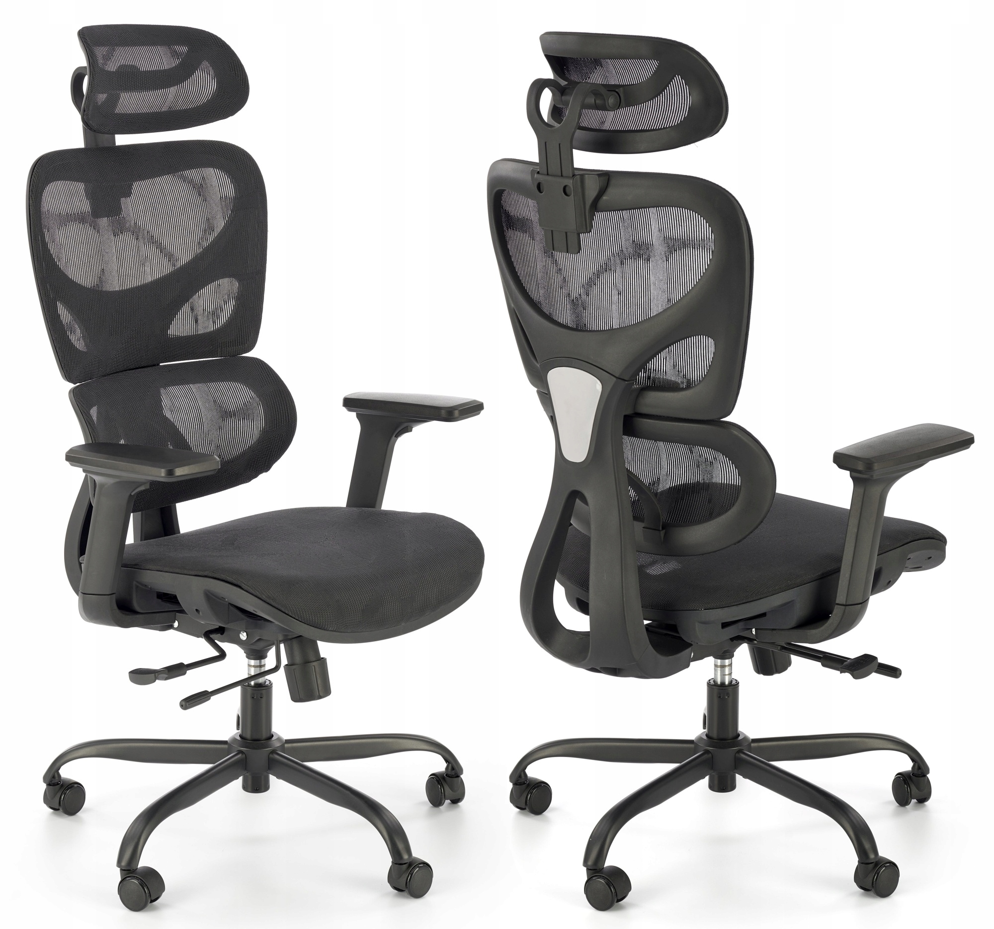 Czarny Ergonomiczny Fotel biurowy krzesło obrotowe Gotard Halmar Siatka