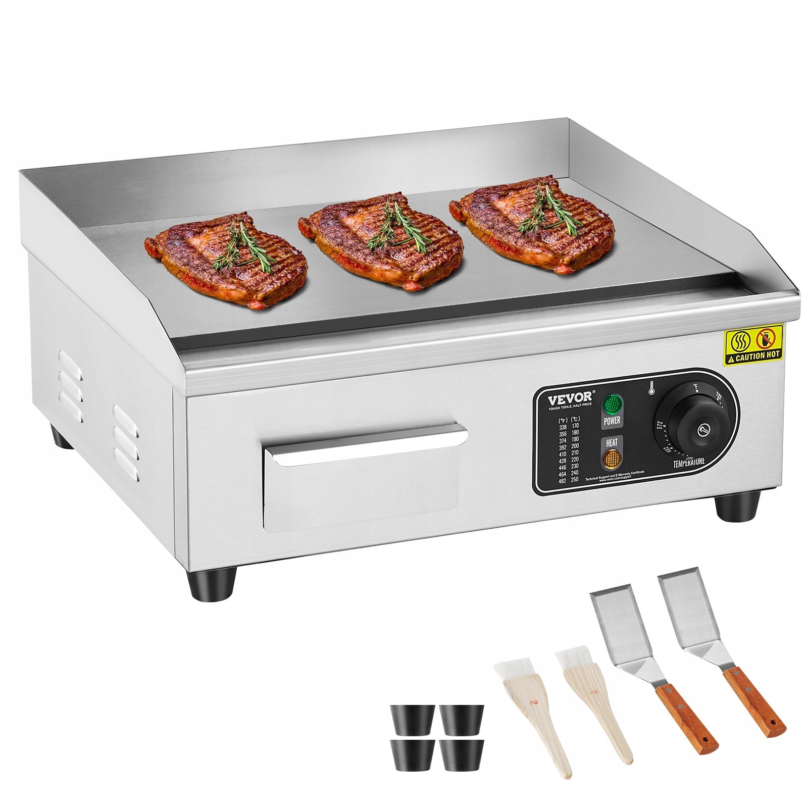Elektrická topná deska ocelová 2800W 122-572°C gastronomický food truck