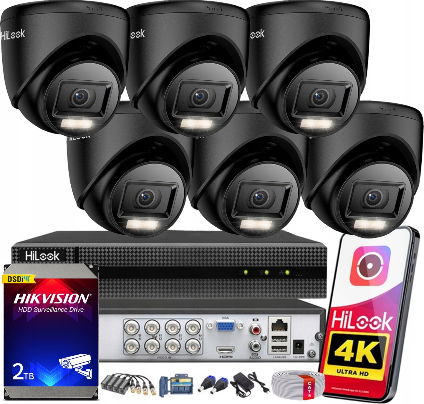 Súprava na monitorovanie Hikvision HiLook 8Mpx Externá 6 kamier 4K Hdd 2TB