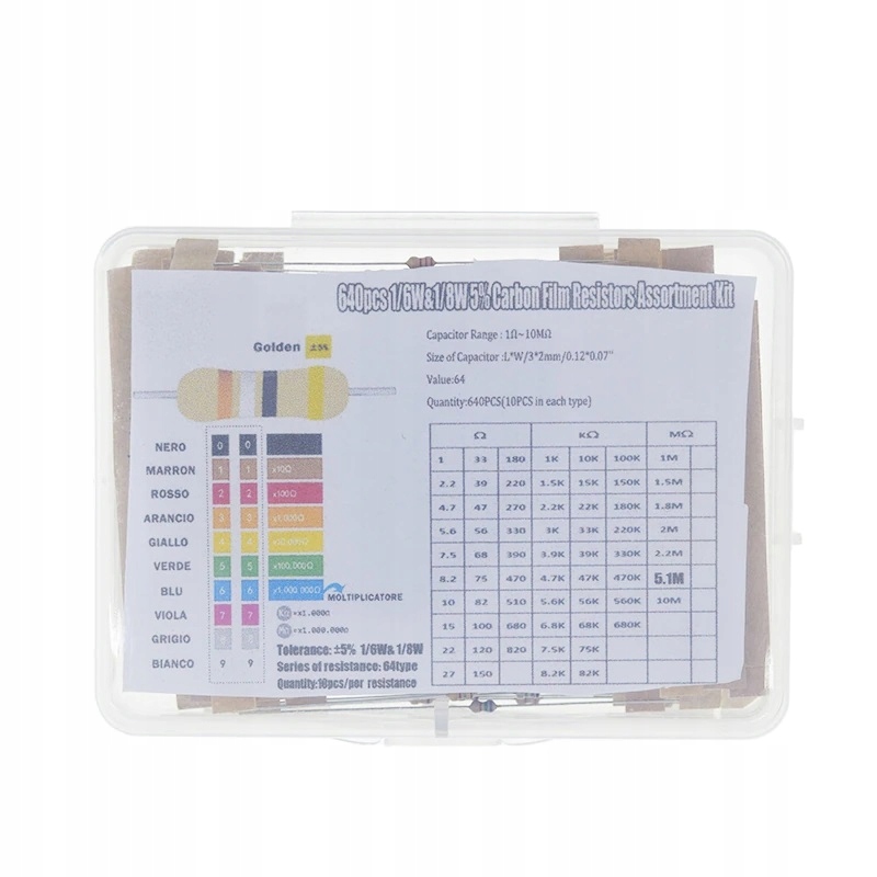 

Zestaw Rezystorów 0,125W 5% 640 sztuk Box